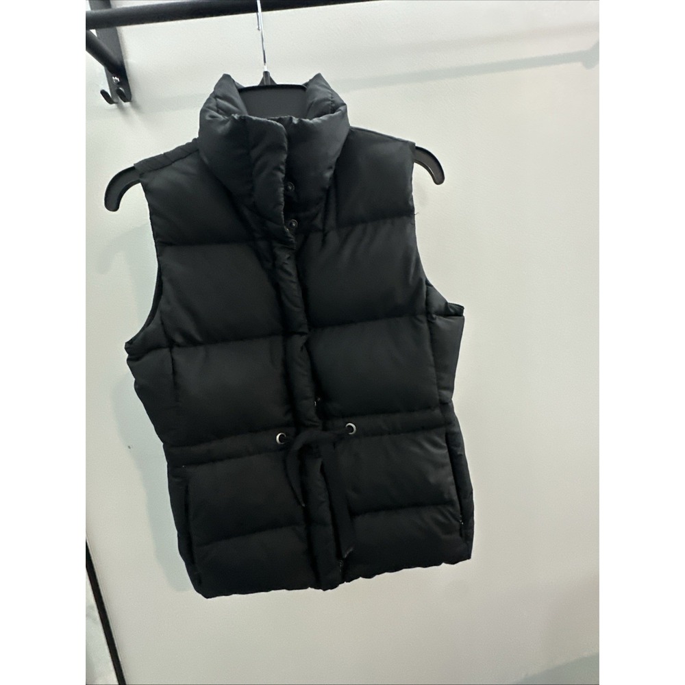 Lands' End Canvas 1963 Down Puffer XSmal Vest Women's Black Zip Pockets